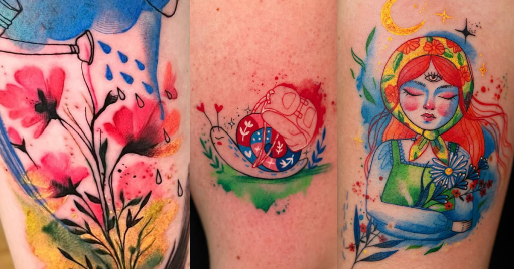 Watercolor Tattoo Style